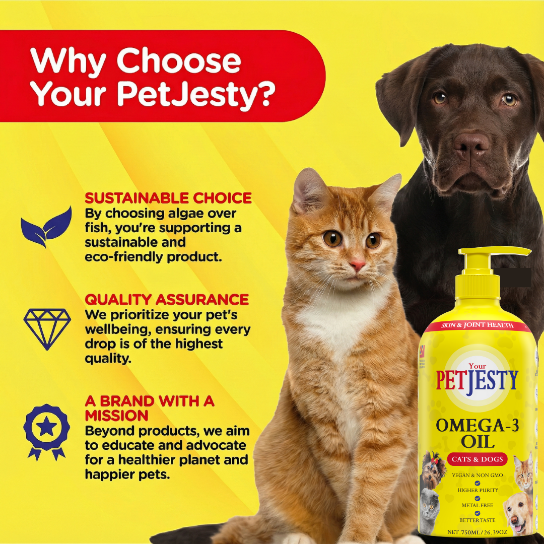 PetJesty Premium: Vegan Omega 3, 6 & 9 Algae Oil for Cats and Dogs
