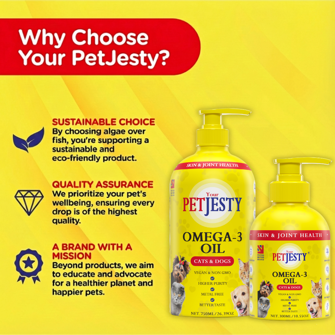 PetJesty Premium: Vegan Omega 3, 6 & 9 Algae Oil for Cats and Dogs
