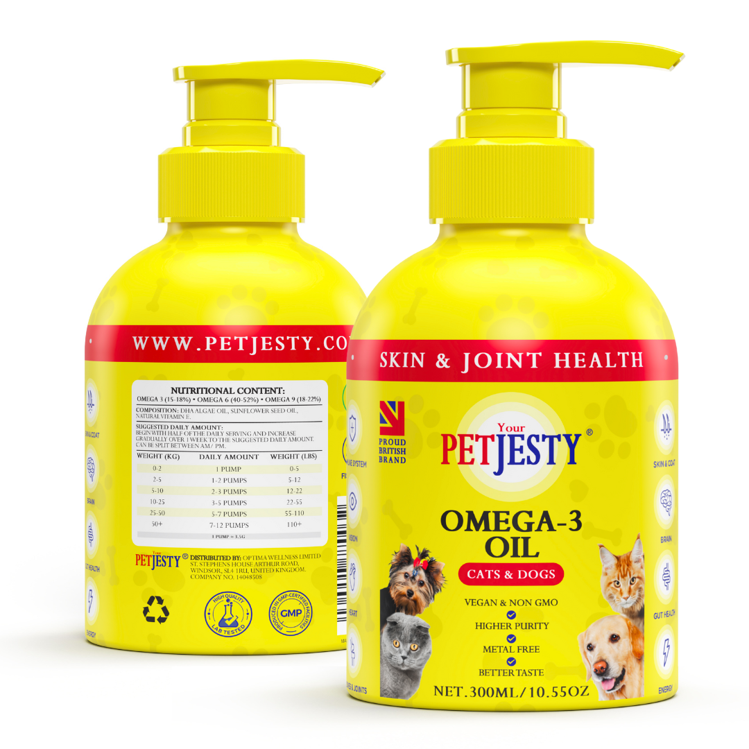 PetJesty Premium: Vegan Omega 3, 6 & 9 Algae Oil for Cats and Dogs